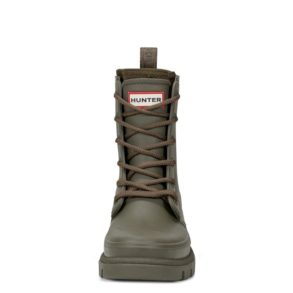New Hunter Women's Diana Waterproof Green Lace Up Rain Boots Sz 9 shoe $160 msrp - Picture 3 of 6